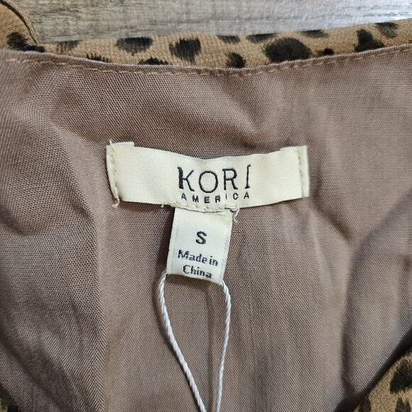 New Kori America Dress Womens Leopard Print Small NWT Cheetah Animal Midi Relax - Picture 10 of 16